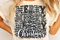 Merry Christmas PNG, Black White Preppy Christmas Tree Product Image 4