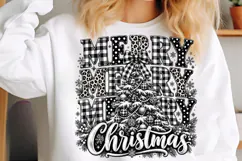 Merry Christmas PNG, Black White Preppy Christmas Tree Product Image 5
