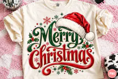 Merry Christmas PNG | Santa Hat Holiday Typography Png Product Image 1