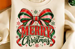 Merry Christmas Bow PNG | Red Green & Pink Christmas Png Product Image 2