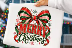 Merry Christmas Bow PNG | Red Green & Pink Christmas Png Product Image 3