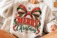 Merry Christmas Bow PNG | Red Green & Pink Christmas Png Product Image 5