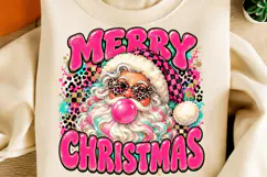 Merry Christmas Pink Santa PNG | Glam Leopard Retro Png Product Image 2