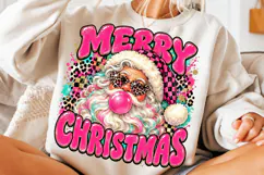 Merry Christmas Pink Santa PNG | Glam Leopard Retro Png Product Image 3