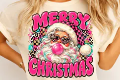 Merry Christmas Pink Santa PNG | Glam Leopard Retro Png Product Image 4