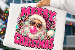 Merry Christmas Pink Santa PNG | Glam Leopard Retro Png Product Image 5