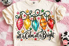 Retro Christmas Lights PNG Sublimation Product Image 1