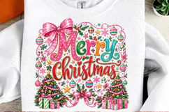 Merry Christmas PNG, Pink Coquette Christmas Sublimation Des Product Image 2