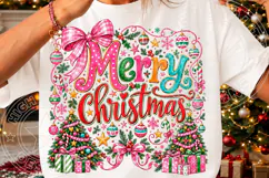 Merry Christmas PNG, Pink Coquette Christmas Sublimation Des Product Image 3