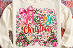 Merry Christmas PNG, Pink Coquette Christmas Sublimation Des Product Image 4