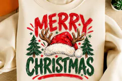 Merry Christmas Reindeer Santa Hat PNG | Preppy Christmas Product Image 2