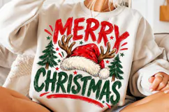 Merry Christmas Reindeer Santa Hat PNG | Preppy Christmas Product Image 3