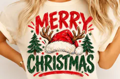 Merry Christmas Reindeer Santa Hat PNG | Preppy Christmas Product Image 4