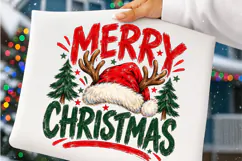 Merry Christmas Reindeer Santa Hat PNG | Preppy Christmas Product Image 5