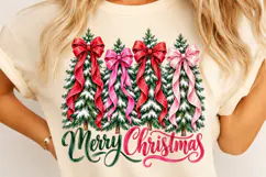 Merry Christmas PNG, Preppy Tree Sublimation Product Image 4