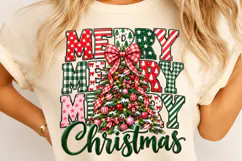 Merry Christmas PNG, Preppy Tree Sublimation Digital File Product Image 4