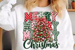 Merry Christmas PNG, Preppy Tree Sublimation Digital File Product Image 5