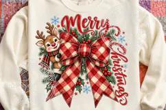 Merry Christmas PNG, Reindeer Bow Holiday Sublimation Product Image 1