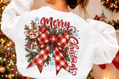 Merry Christmas PNG, Reindeer Bow Holiday Sublimation Product Image 2