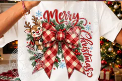 Merry Christmas PNG, Reindeer Bow Holiday Sublimation Product Image 3