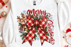 Merry Christmas PNG, Reindeer Bow Holiday Sublimation Product Image 4