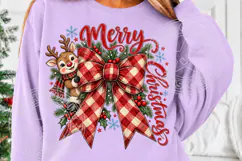 Merry Christmas PNG, Reindeer Bow Holiday Sublimation Product Image 5