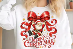 Merry Christmas PNG, Santa on Red Bow Holiday Design, Product Image 3