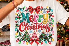 Merry Christmas PNG with Colorful Letters, Christmas Lights Product Image 3