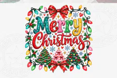 Merry Christmas PNG with Colorful Letters, Christmas Lights Product Image 5