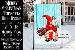 Merry Christmas Poinsetta Girl Gnome Garden Flag Sublimation Product Image 1