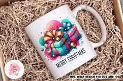 Merry Christmas Presents Mug Wrap For 11 oz and 15 oz, 3d Mug, Christmas Png