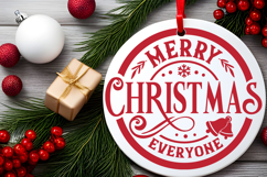 Merry Christmas Everyone Round SVG Ornament Product Image 2