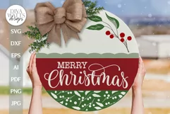 Merry Christmas SVG Door Hanger For Christmas SVG Welcome Product Image 1