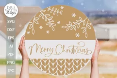 Merry Christmas SVG Door Hanger For Winter SVG Welcome Sign Product Image 1