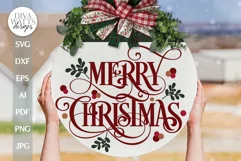 Merry Christmas SVG Christmas Door Hanger svg Winter svg Product Image 1