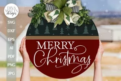 Merry Christmas SVG Christmas Door Hanger SVG Christmas Tree Product Image 1