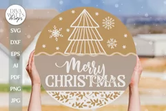 Merry Christmas SVG Door Hanger For Winter SVG Welcome Sign Product Image 1