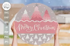 Merry Christmas SVG Door Hanger For Winter SVG Welcome Sign Product Image 1