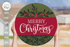 Merry Christmas SVG Door Hanger For Winter SVG Welcome Sign Product Image 1