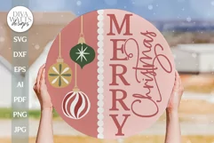 Merry Christmas SVG Vintage Christmas Door Hanger SVG Product Image 1