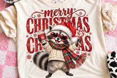 Merry Christmas Raccoon Cute Santa Hat & Christmas Coffee PN Product Image 1