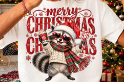 Merry Christmas Raccoon Cute Santa Hat & Christmas Coffee PN Product Image 3