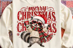 Merry Christmas Raccoon Cute Santa Hat & Christmas Coffee PN Product Image 4