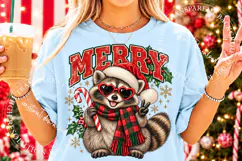 Merry Christmas Raccoon PNG, Festive Holiday Animal Design Product Image 2