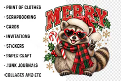 Merry Christmas Raccoon PNG, Festive Holiday Animal Design Product Image 3