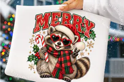 Merry Christmas Raccoon PNG, Festive Holiday Animal Design Product Image 4