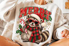 Merry Christmas Raccoon PNG, Festive Holiday Animal Design Product Image 5