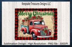 Merry Christmas Red Vintage Truck Farmhouse PNG Design Product Image 1