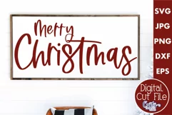 Merry Christmas Messy Script Farmhouse Sign Svg Product Image 1