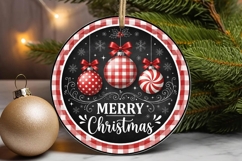 Merry Christmas Red Plaid Ornaments Ornament Product Image 1